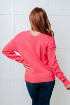 Very Understandable V-Neck Sweater in Pink-Tops-Stay Foxy Boutique, Florissant, Missouri