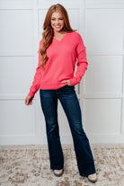 Very Understandable V-Neck Sweater in Pink-Tops-Stay Foxy Boutique, Florissant, Missouri