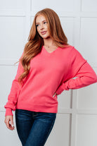 Very Understandable V-Neck Sweater in Pink-Tops-Stay Foxy Boutique, Florissant, Missouri