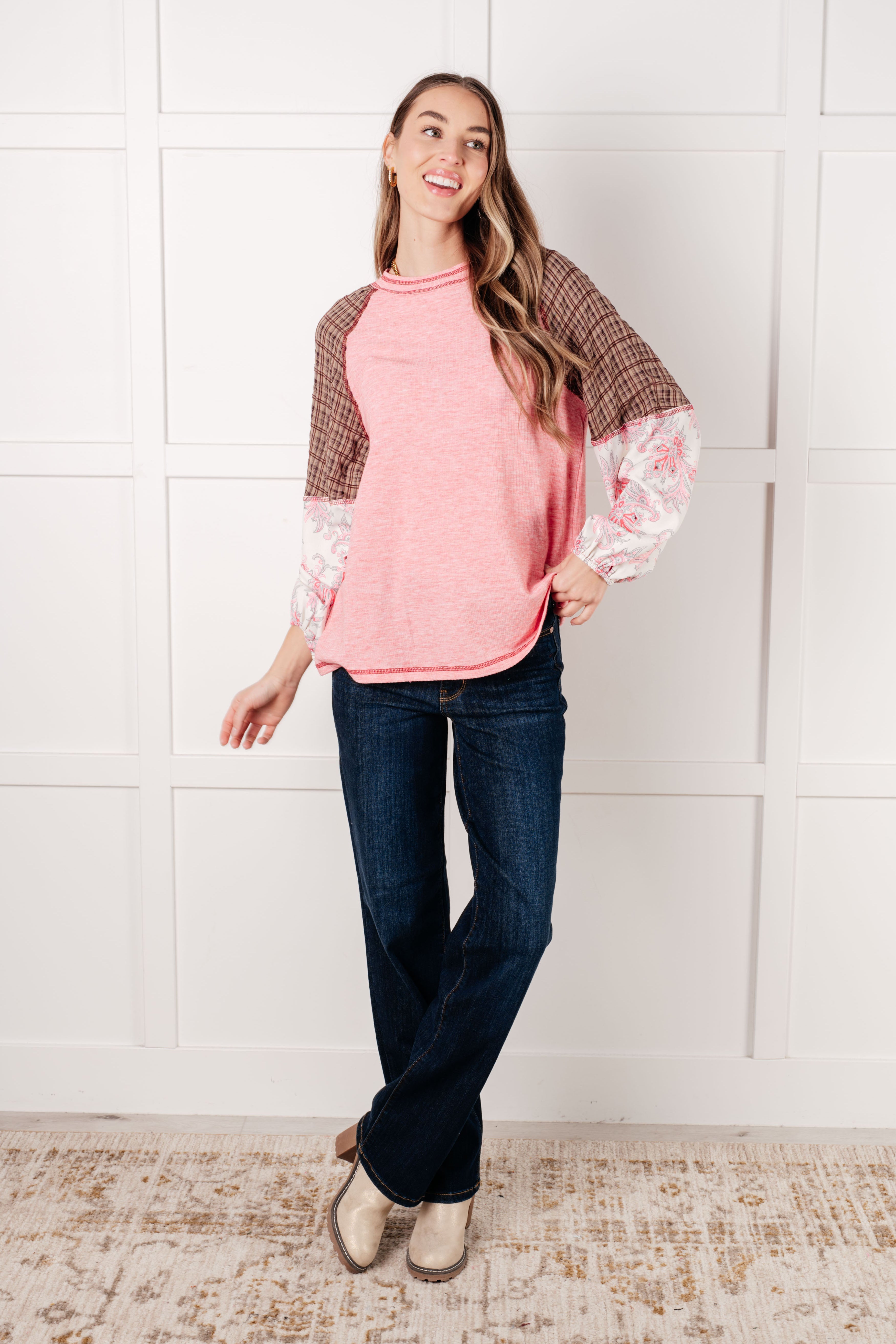 Walk for Miles Floral Color Block Top-Tops-Stay Foxy Boutique, Florissant, Missouri