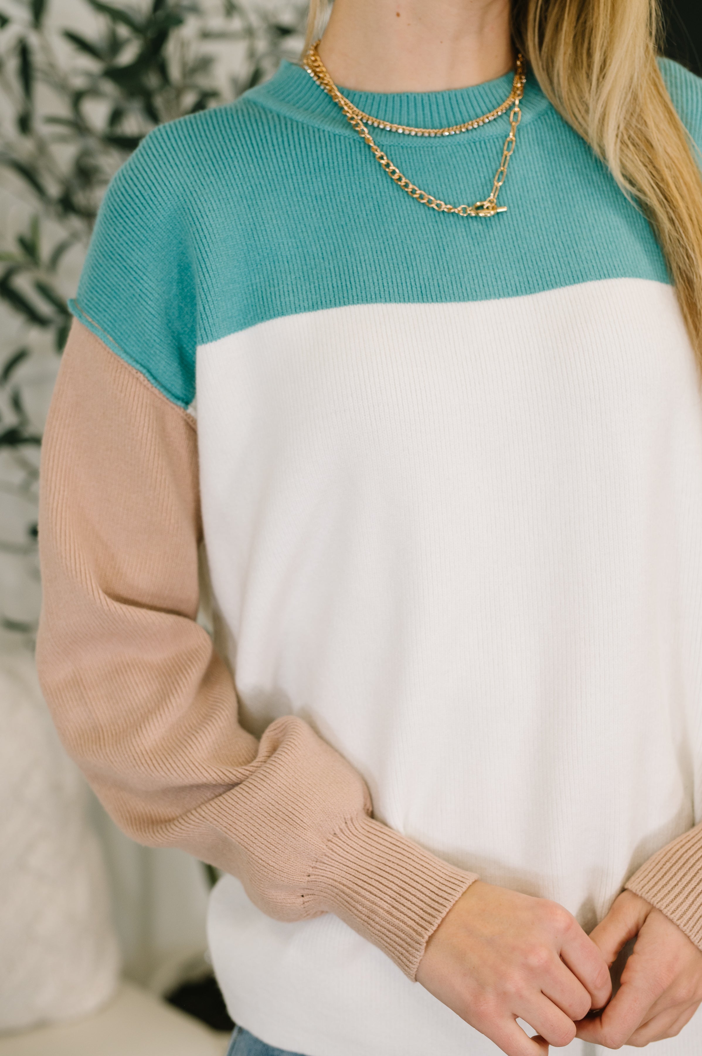 Walk in Central Park Ribbed Knit Color Block Pullover-Womens-Stay Foxy Boutique, Florissant, Missouri