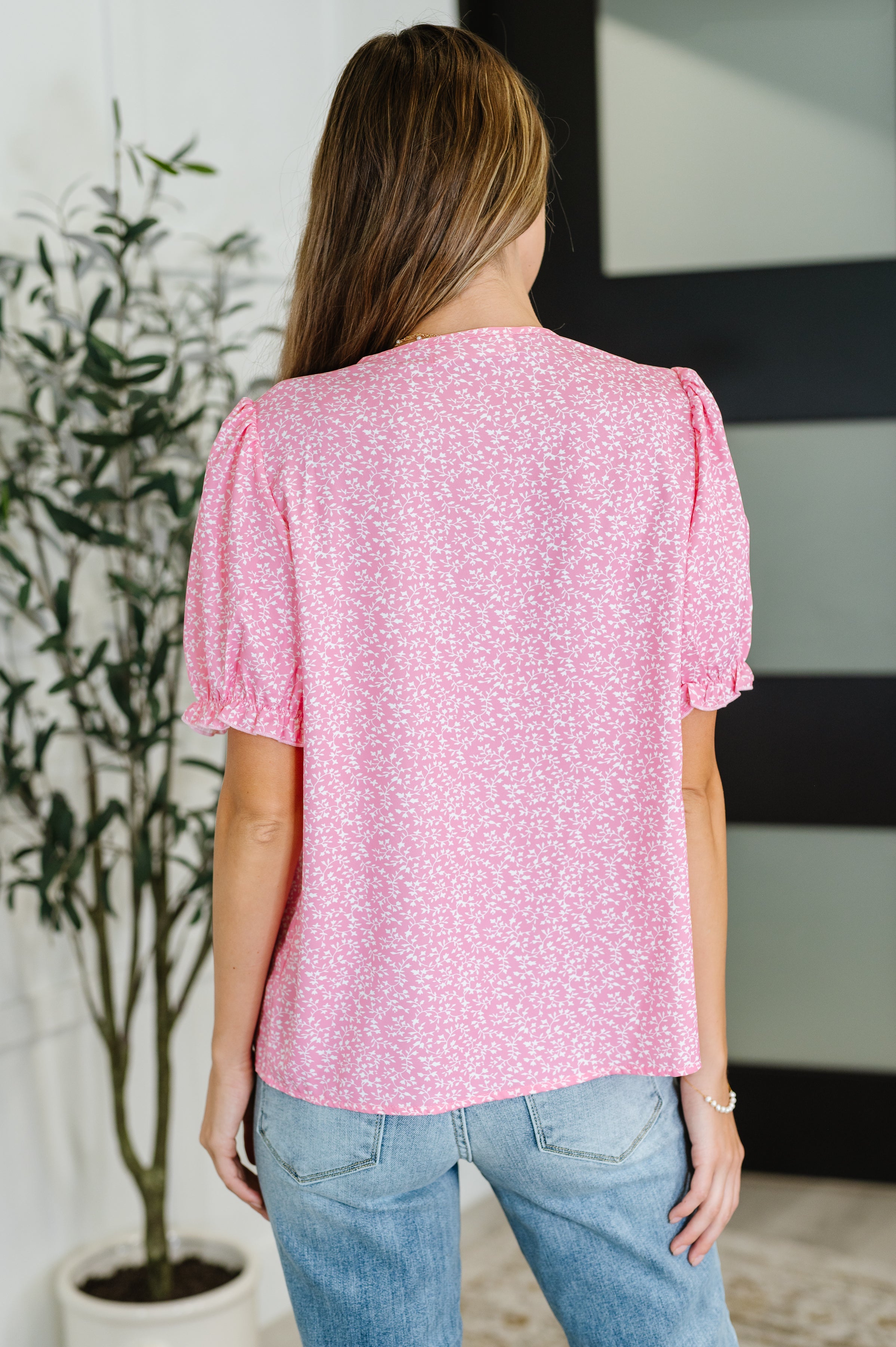 Wander Bloom Embroidered Puff Sleeve Blouse in Pink-Womens-Stay Foxy Boutique, Florissant, Missouri