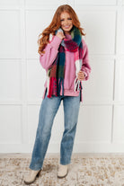 Wanderlust Wrap Oversized Plaid Fringe Scarf in Magenta and Teal-Accessories-Stay Foxy Boutique, Florissant, Missouri