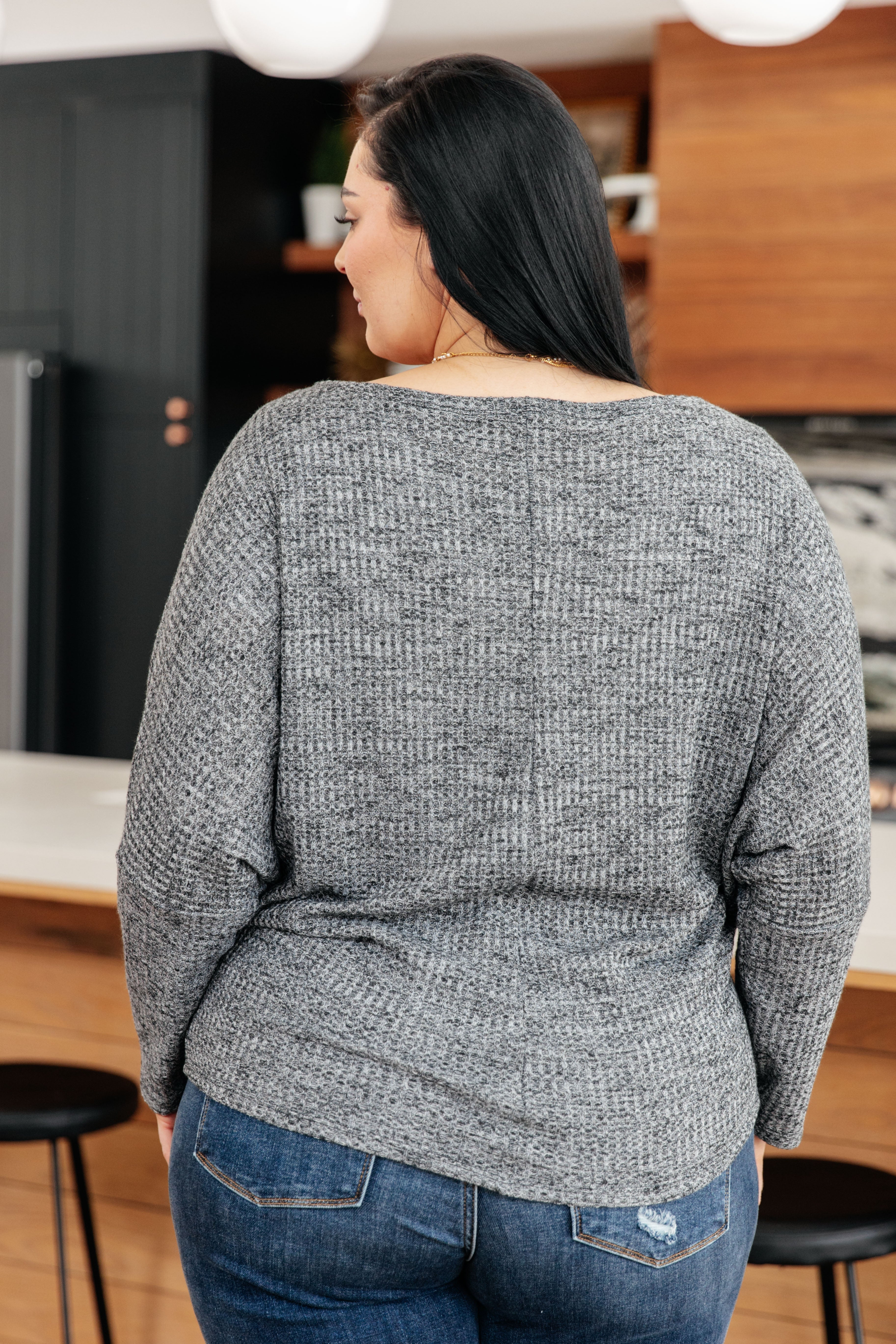 Warm Thoughts Ribbed Top in Charcoal-Tops-Stay Foxy Boutique, Florissant, Missouri