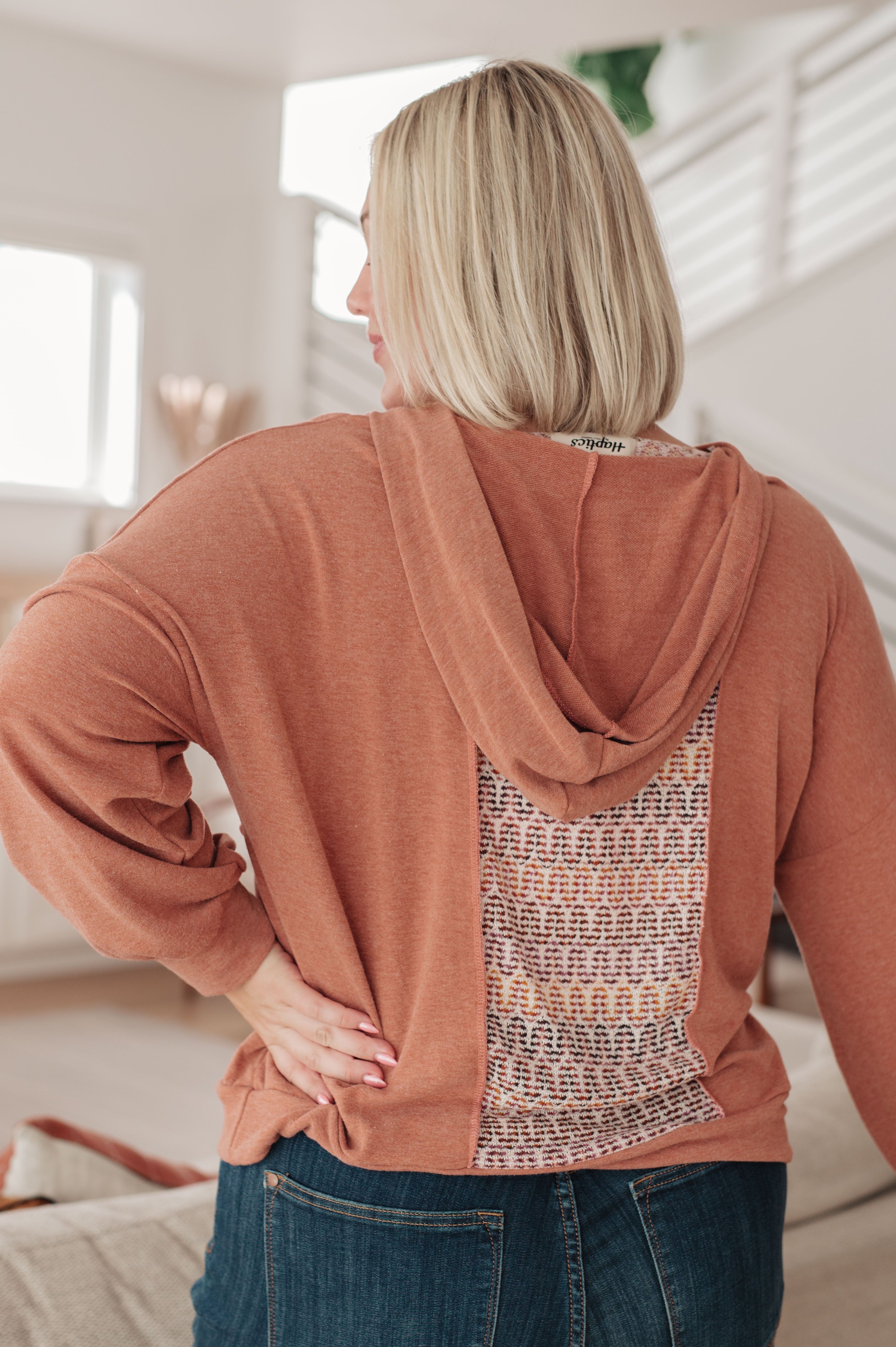 Wave Hello Mixed Print Hoodie-Tops-Stay Foxy Boutique, Florissant, Missouri