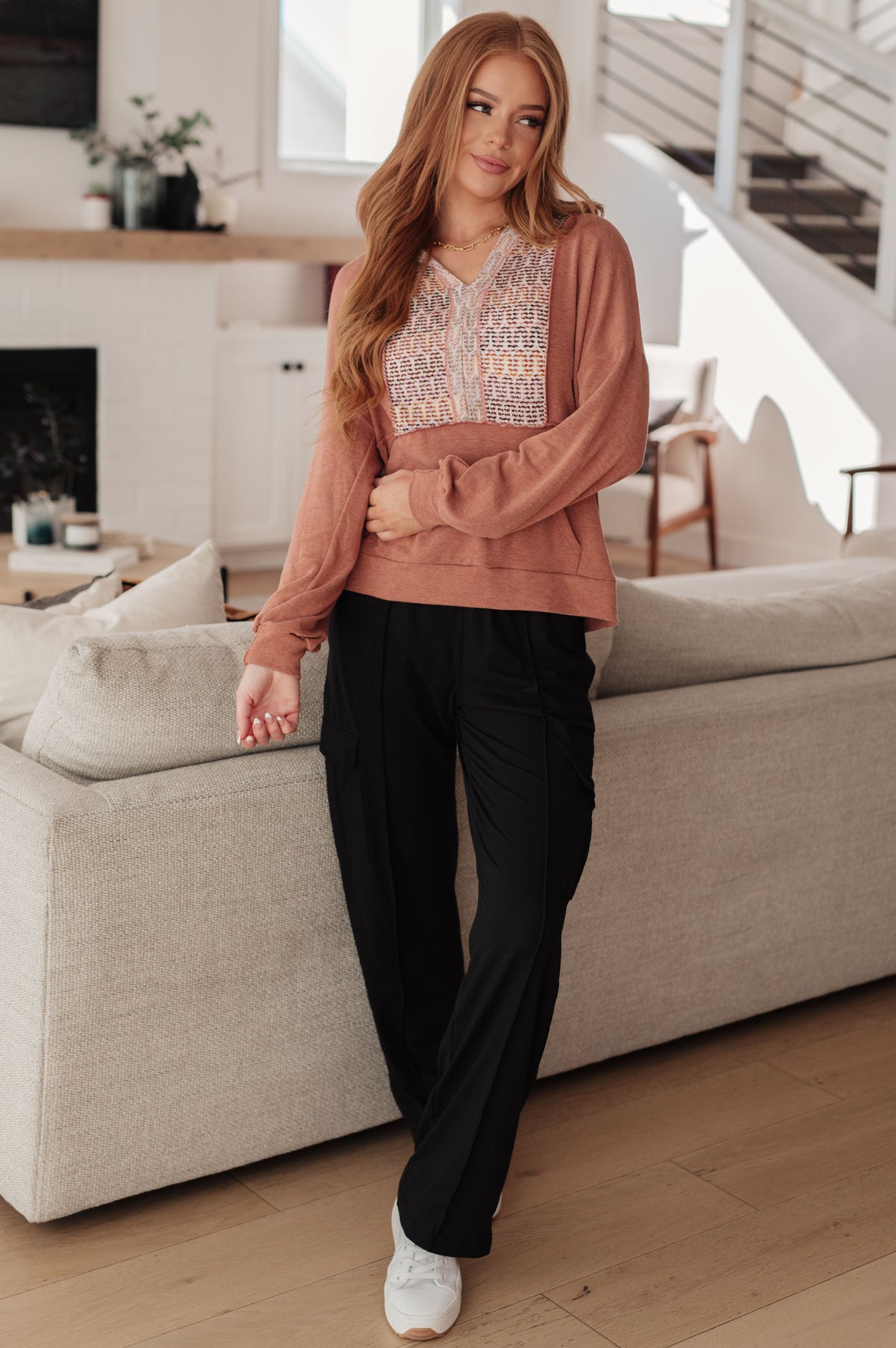 Wave Hello Mixed Print Hoodie-Tops-Stay Foxy Boutique, Florissant, Missouri