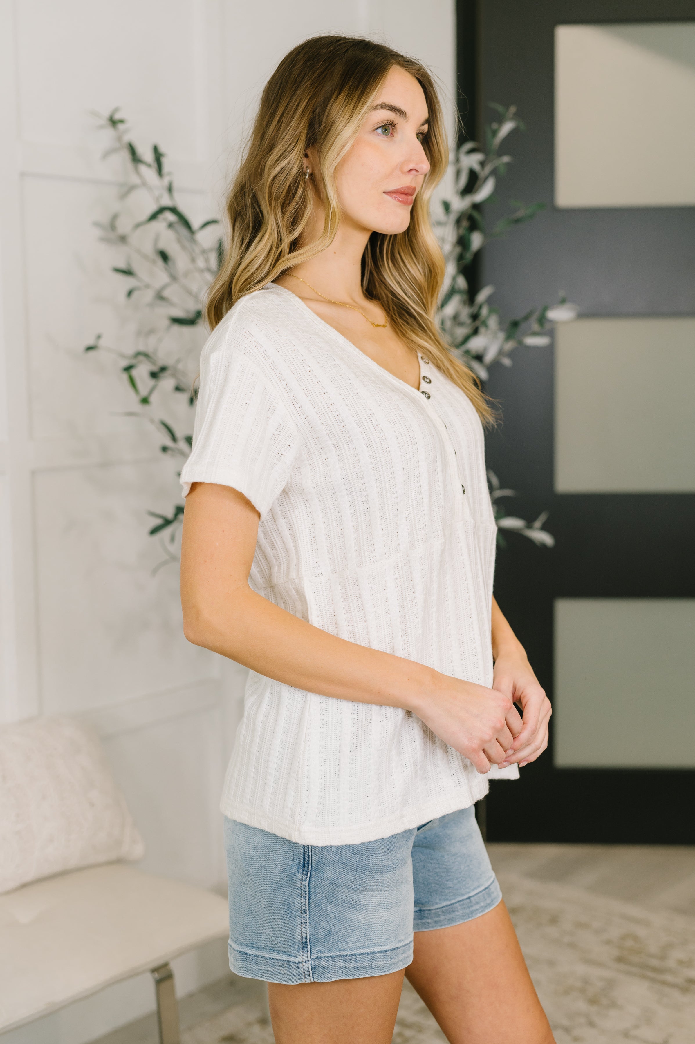 We Should Be Together V-Neck Textured Top-Womens-Stay Foxy Boutique, Florissant, Missouri