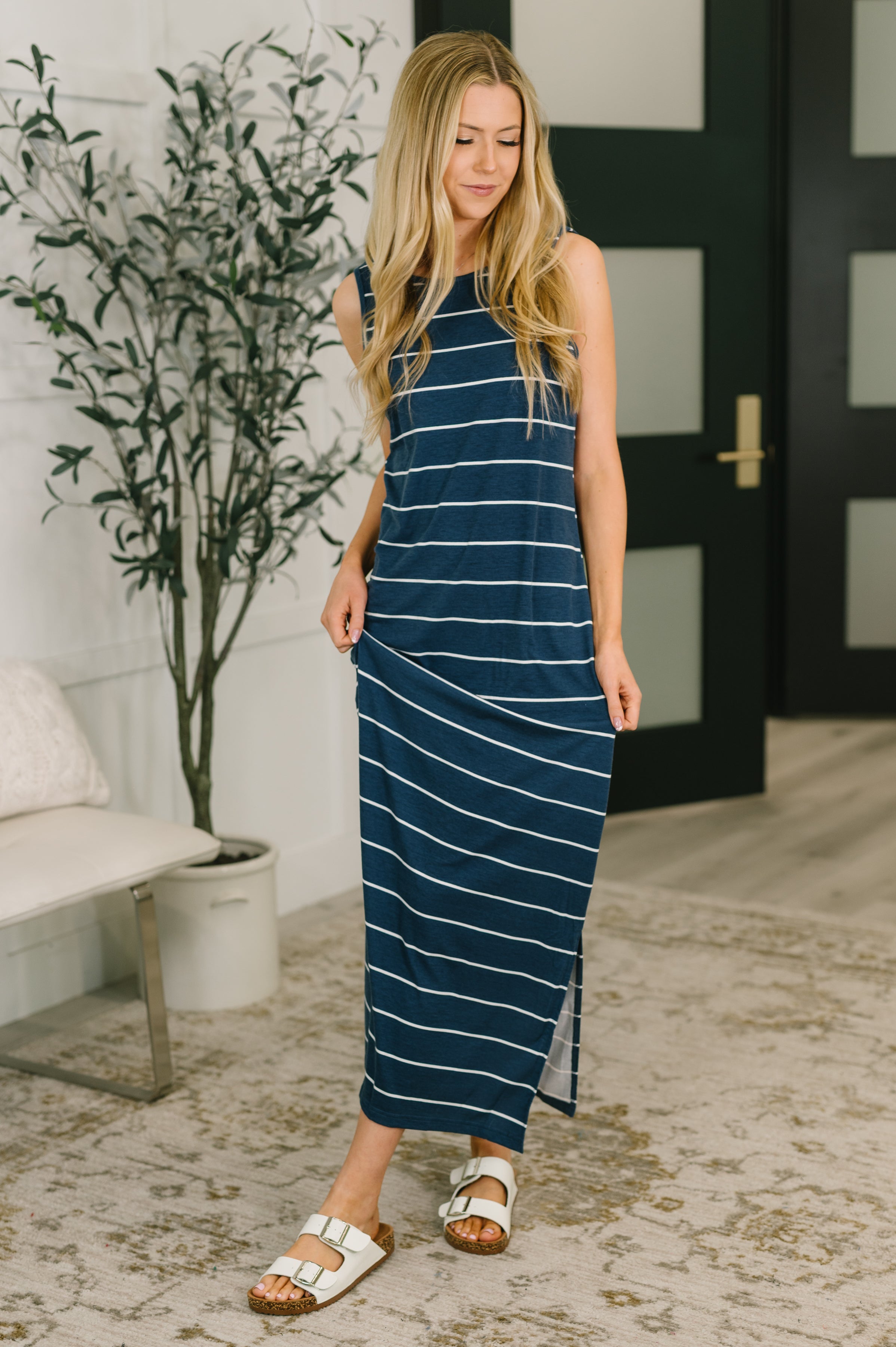 What a View Striped Sleeveless Maxi-Womens-Stay Foxy Boutique, Florissant, Missouri