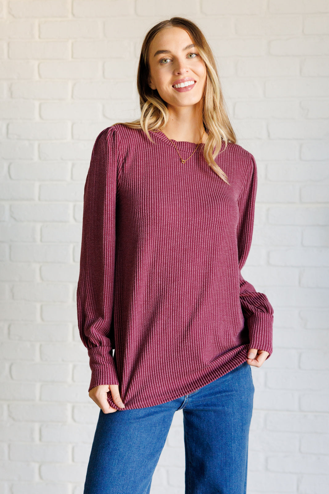 When the Sun Goes Down Mineral Wash Ribbed Knit Top in Wine-Tops-Stay Foxy Boutique, Florissant, Missouri