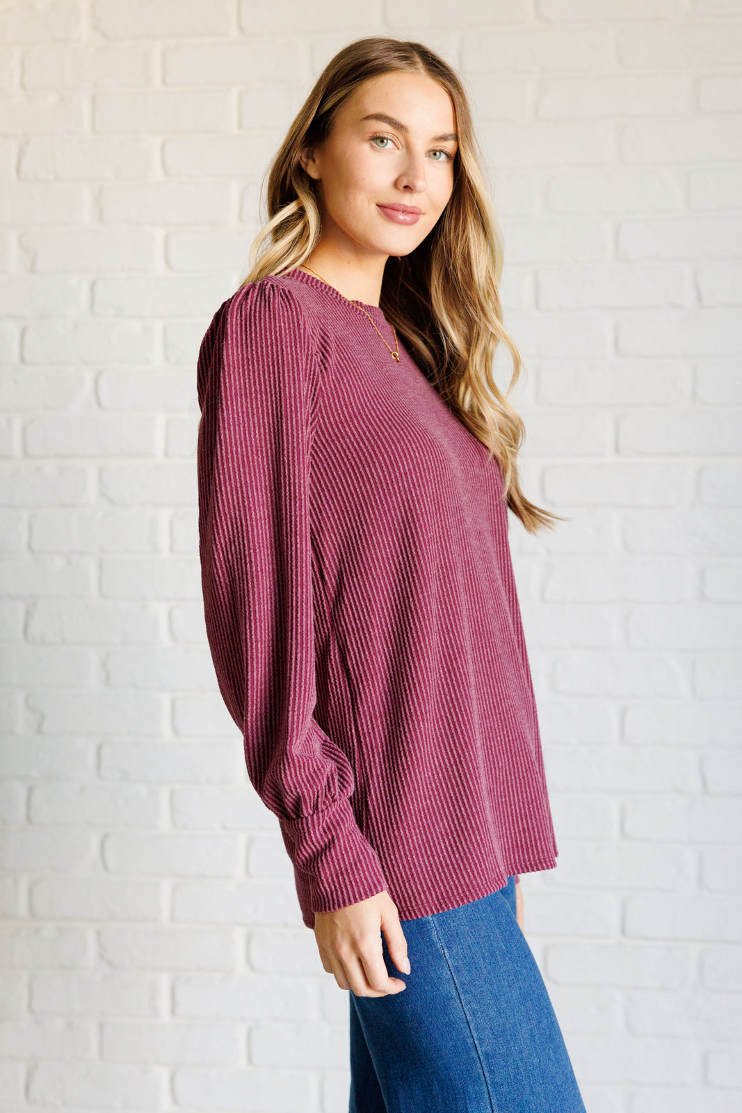 When the Sun Goes Down Mineral Wash Ribbed Knit Top in Wine-Tops-Stay Foxy Boutique, Florissant, Missouri