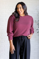 When the Sun Goes Down Mineral Wash Ribbed Knit Top in Wine-Tops-Stay Foxy Boutique, Florissant, Missouri