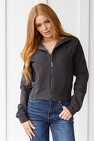 Where Are You Zip Up Jacket in Black-Layers-Stay Foxy Boutique, Florissant, Missouri