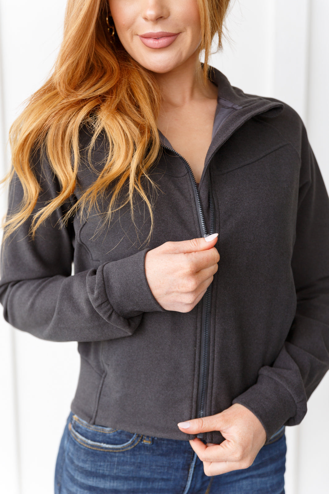 Where Are You Zip Up Jacket in Black-Layers-Stay Foxy Boutique, Florissant, Missouri