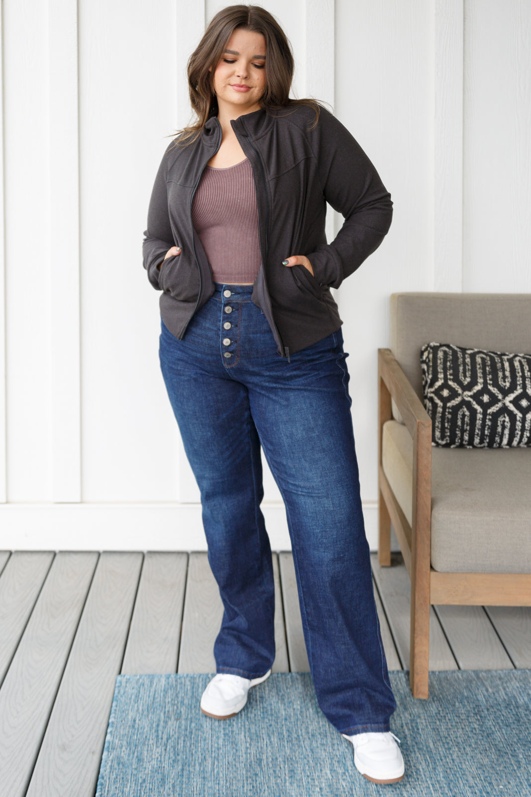 Where Are You Zip Up Jacket in Black-Layers-Stay Foxy Boutique, Florissant, Missouri