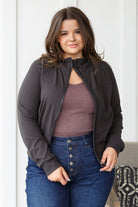 Where Are You Zip Up Jacket in Black-Layers-Stay Foxy Boutique, Florissant, Missouri