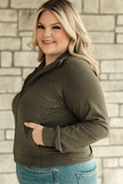 Where Are You Zip Up Jacket in Olive-Layers-Stay Foxy Boutique, Florissant, Missouri
