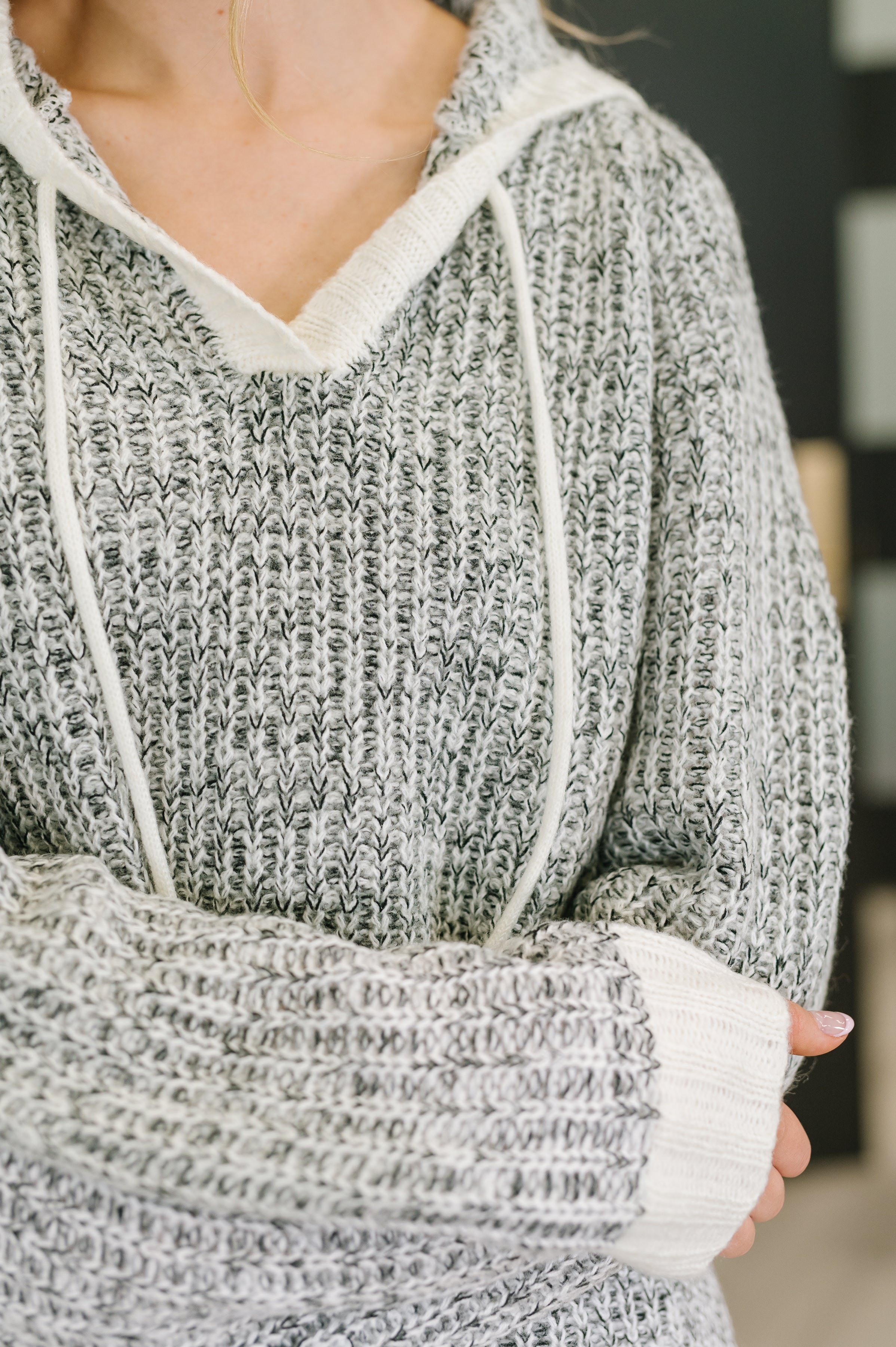 Who Can Live Without it Textured Split Neck Pullover-Womens-Stay Foxy Boutique, Florissant, Missouri