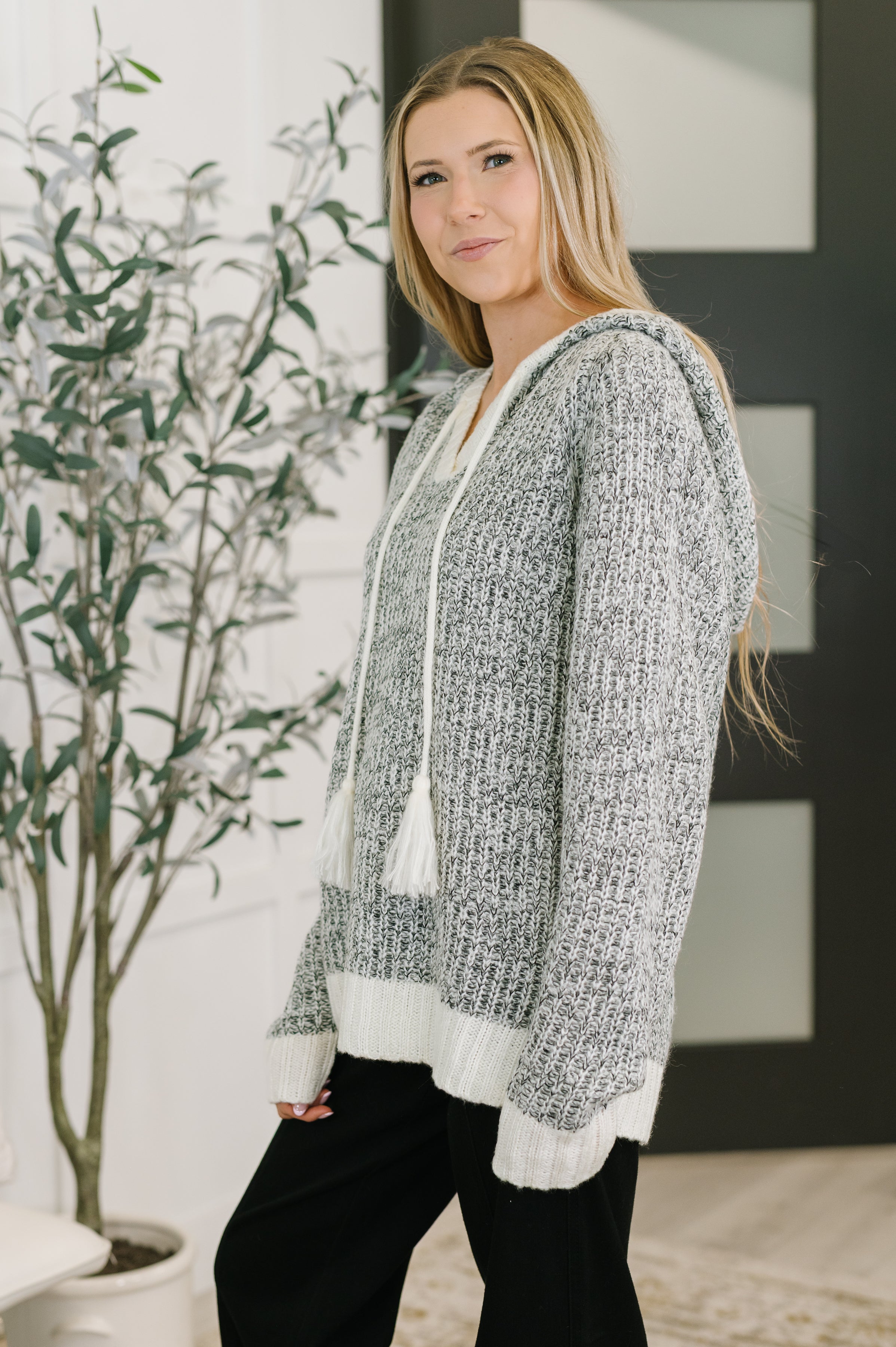 Who Can Live Without it Textured Split Neck Pullover-Womens-Stay Foxy Boutique, Florissant, Missouri