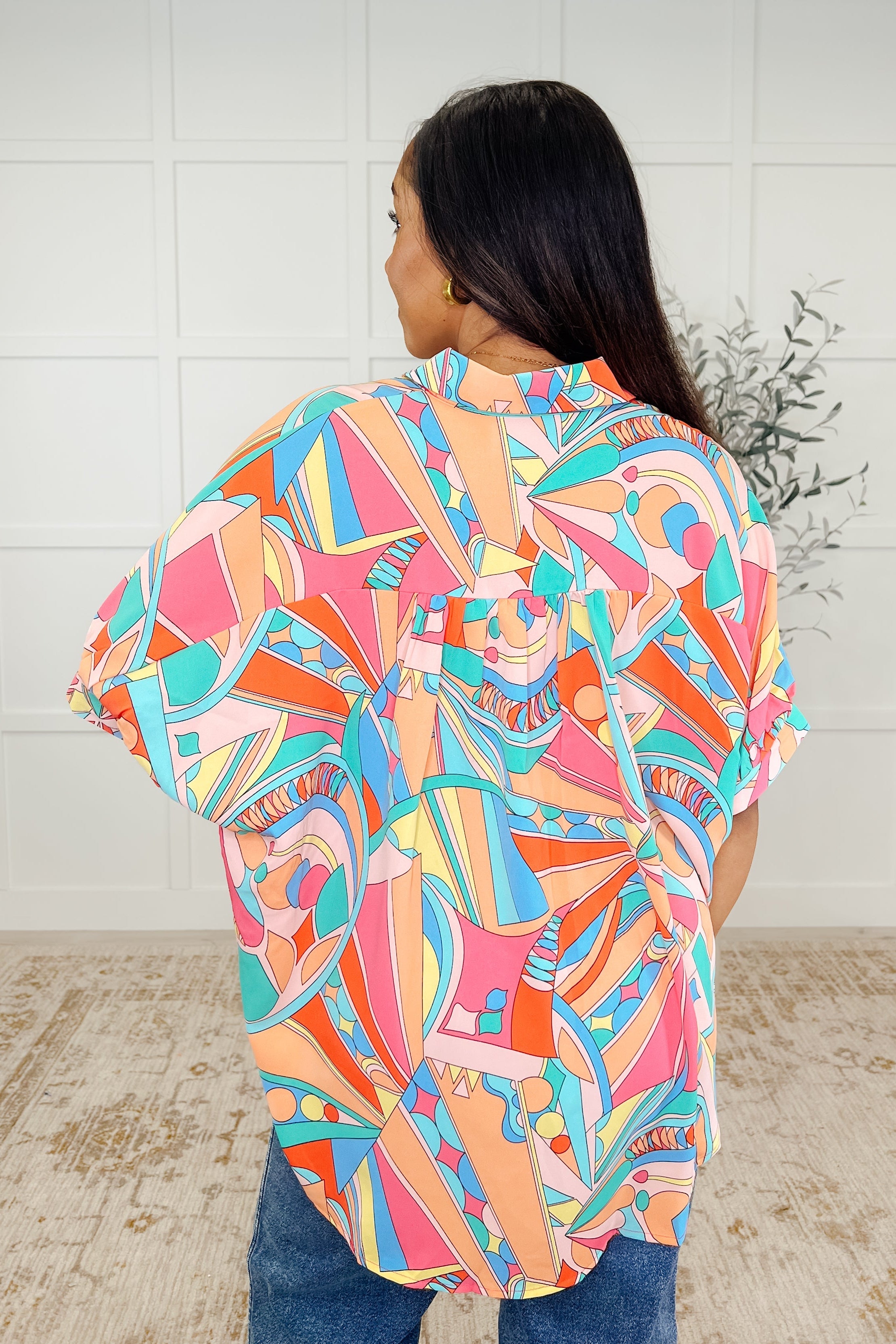 Wide Eyed Abstract Print Batwing Blouse-Womens-Stay Foxy Boutique, Florissant, Missouri