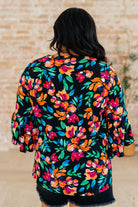 Willow Bell Sleeve Top in Black and Emerald Floral-Tops-Stay Foxy Boutique, Florissant, Missouri