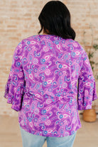 Willow Bell Sleeve Top in Lavender Paisley-Tops-Stay Foxy Boutique, Florissant, Missouri