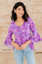 Willow Bell Sleeve Top in Lavender Paisley-Tops-Stay Foxy Boutique, Florissant, Missouri