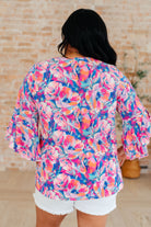 Willow Bell Sleeve Top in Royal Brushed Floral-Tops-Stay Foxy Boutique, Florissant, Missouri