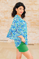 Willow Bell Sleeve Top in Royal Brushed Multi-Tops-Stay Foxy Boutique, Florissant, Missouri