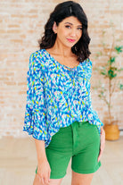 Willow Bell Sleeve Top in Royal Brushed Multi-Tops-Stay Foxy Boutique, Florissant, Missouri