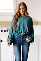 Winging It Ruffle Detail Top in Teal-Tops-Stay Foxy Boutique, Florissant, Missouri