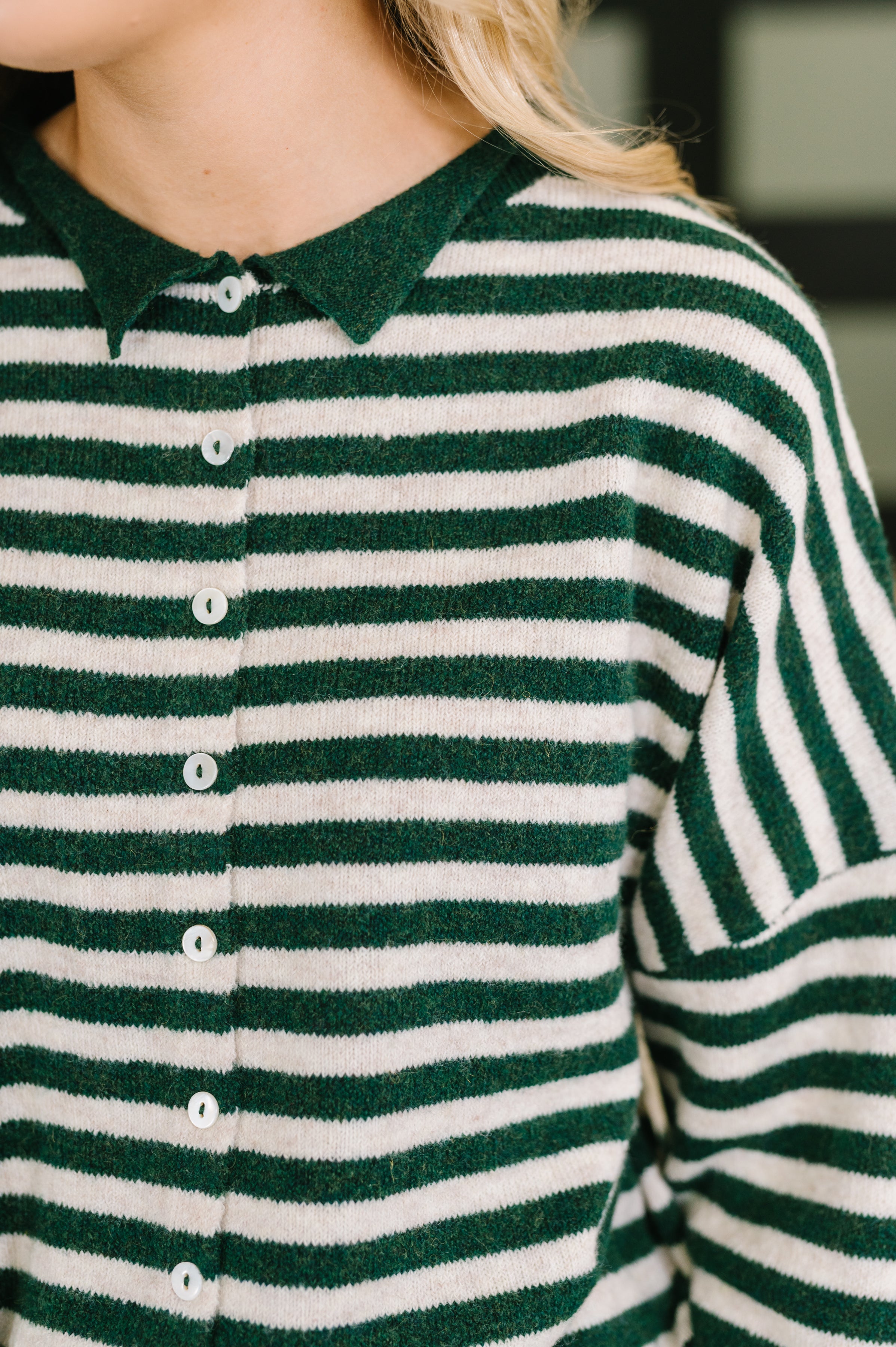Won't Be Long Collared Sweater Button Down in in Hunter Green-Womens-Stay Foxy Boutique, Florissant, Missouri