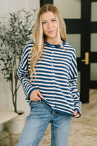 Won't Be Long Collared Sweater Button Down in Navy-Womens-Stay Foxy Boutique, Florissant, Missouri