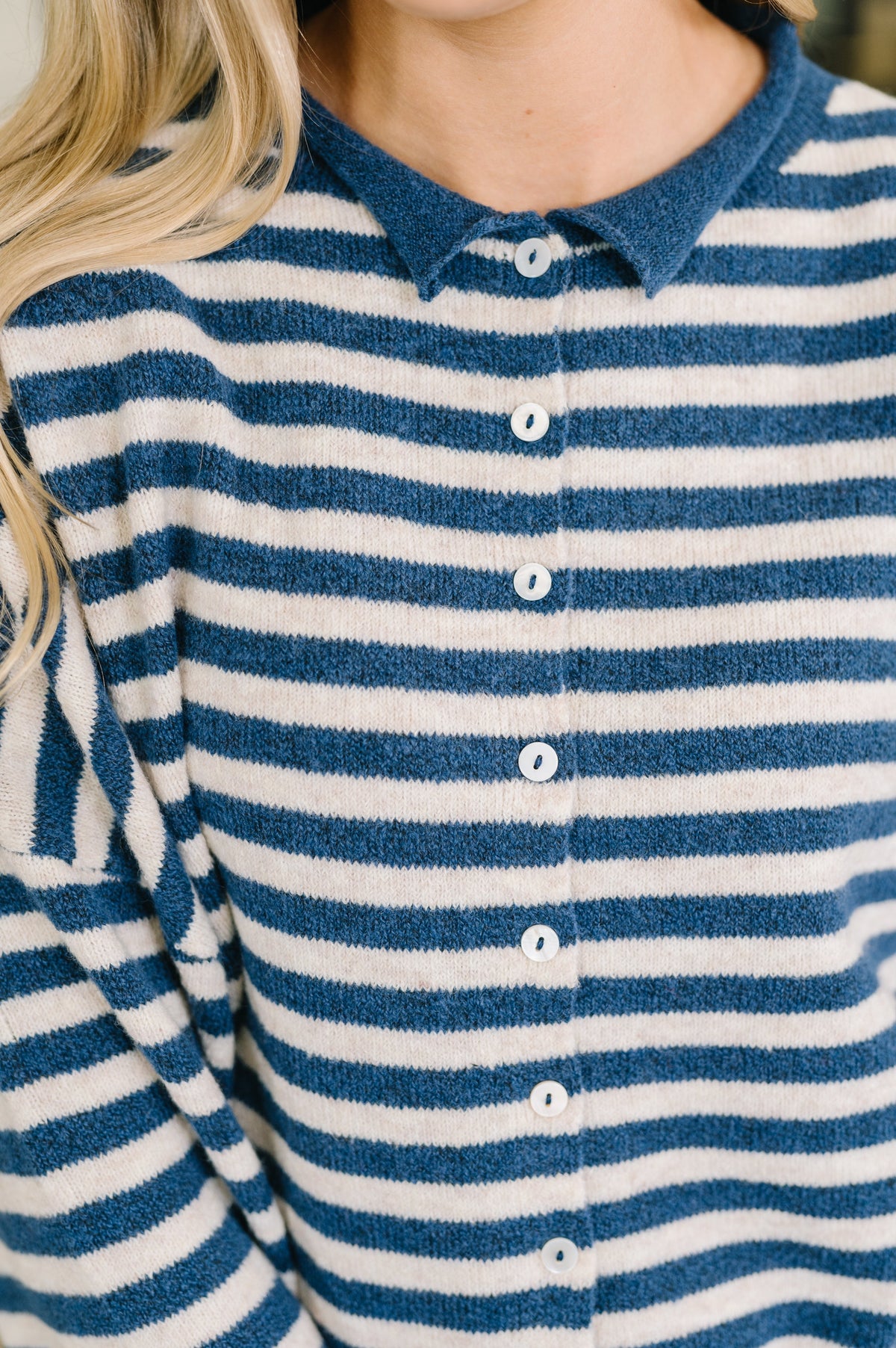 Won't Be Long Collared Sweater Button Down in Navy-Womens-Stay Foxy Boutique, Florissant, Missouri