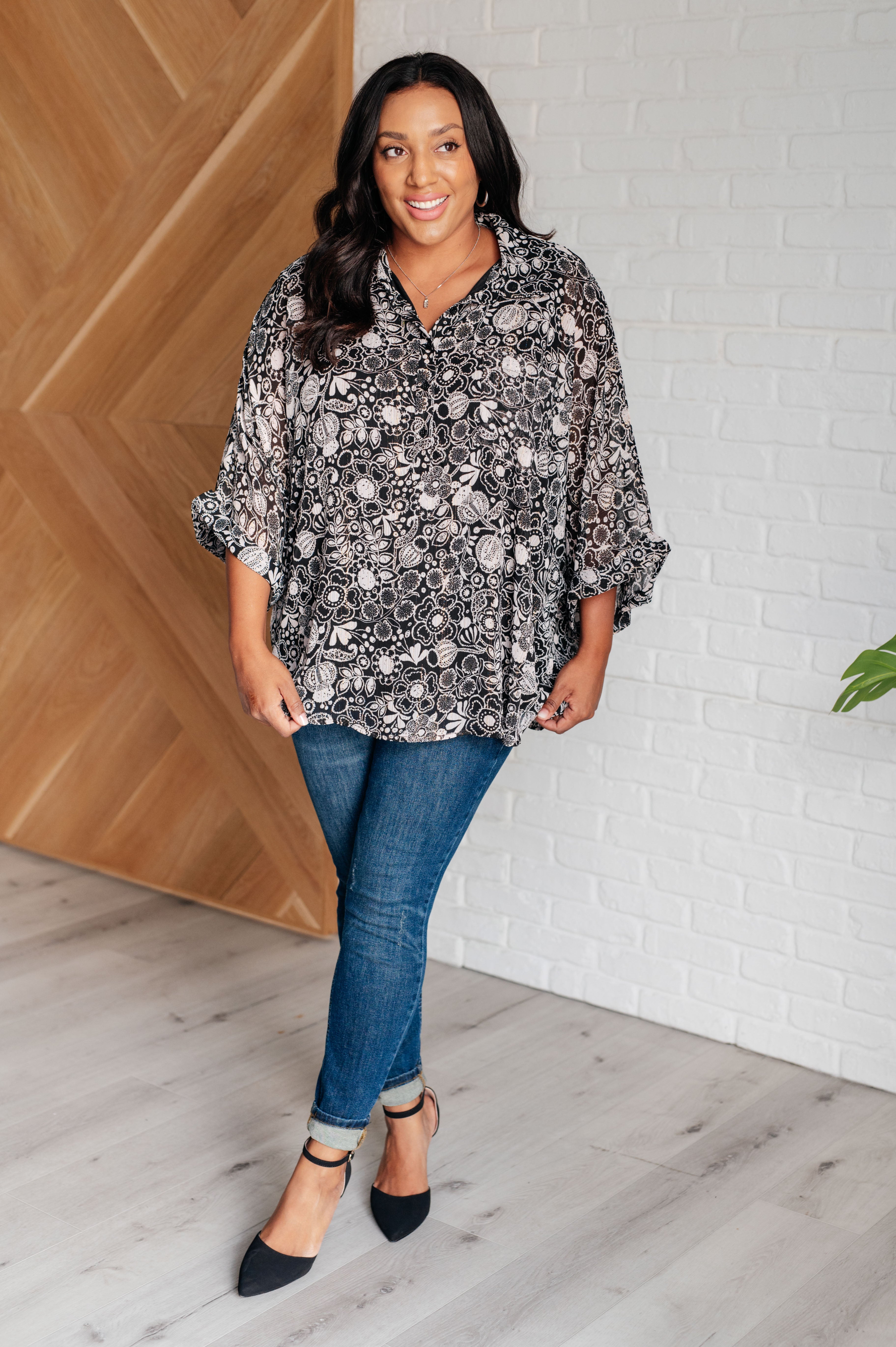 Work All Day Floral Top-Tops-Stay Foxy Boutique, Florissant, Missouri