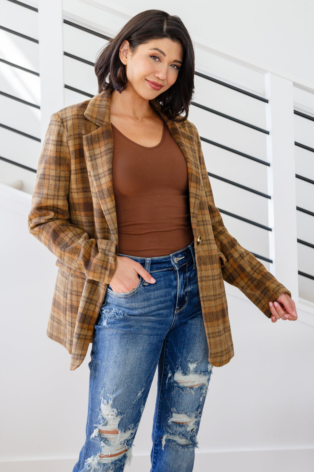 World Class Plaid Blazer-Layers-Stay Foxy Boutique, Florissant, Missouri