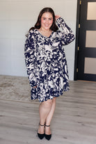 Worthwhile Moment Floral Tiered Dress in Oatmeal and Navy-Dresses-Stay Foxy Boutique, Florissant, Missouri