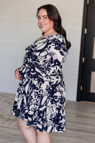 Worthwhile Moment Floral Tiered Dress in Oatmeal and Navy-Dresses-Stay Foxy Boutique, Florissant, Missouri