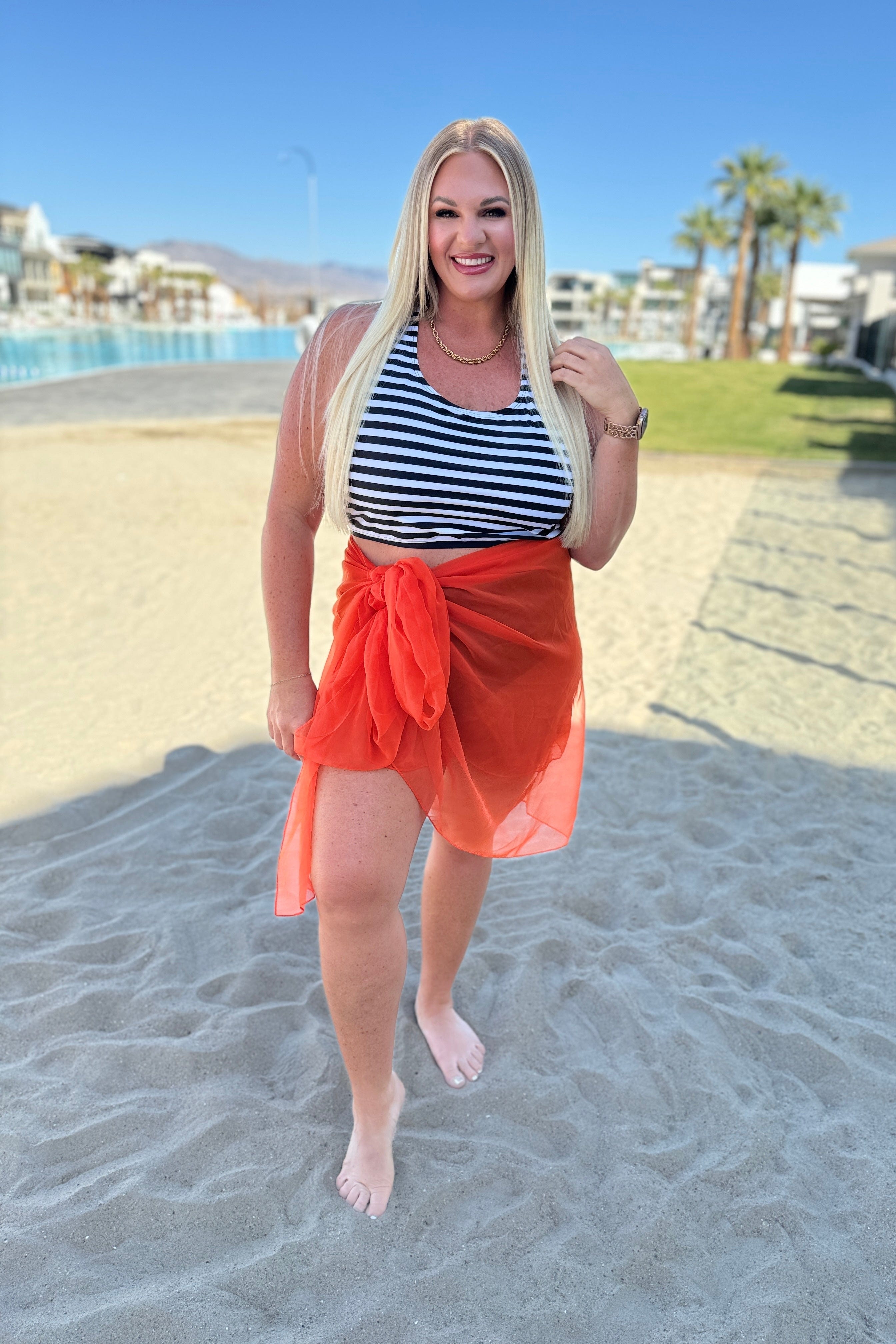 Wrapped In Summer Versatile Swim Cover in Orange-Swimwear-Stay Foxy Boutique, Florissant, Missouri