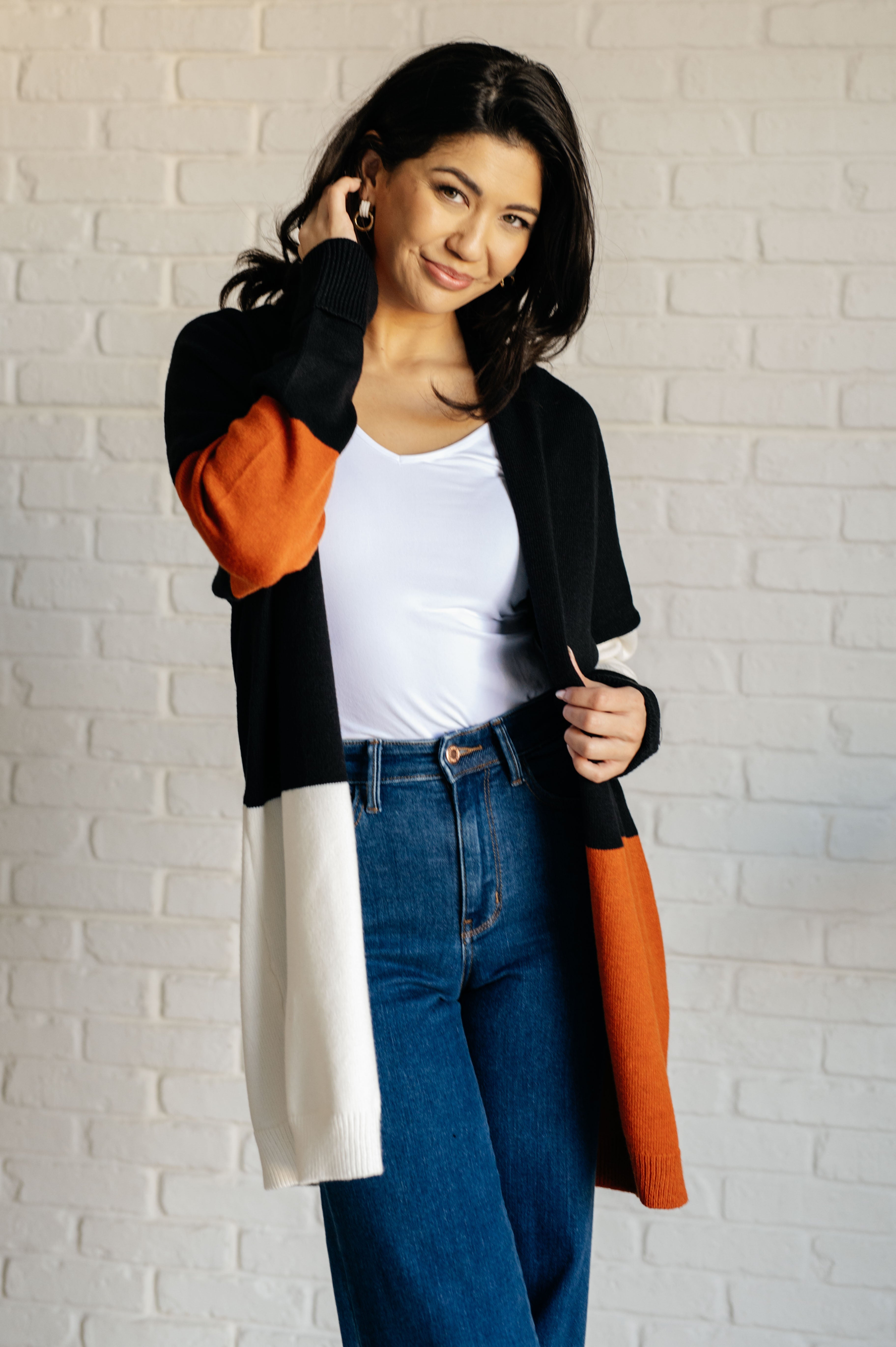 Writer's Block Color Block Open Front Cardigan-Layers-Stay Foxy Boutique, Florissant, Missouri