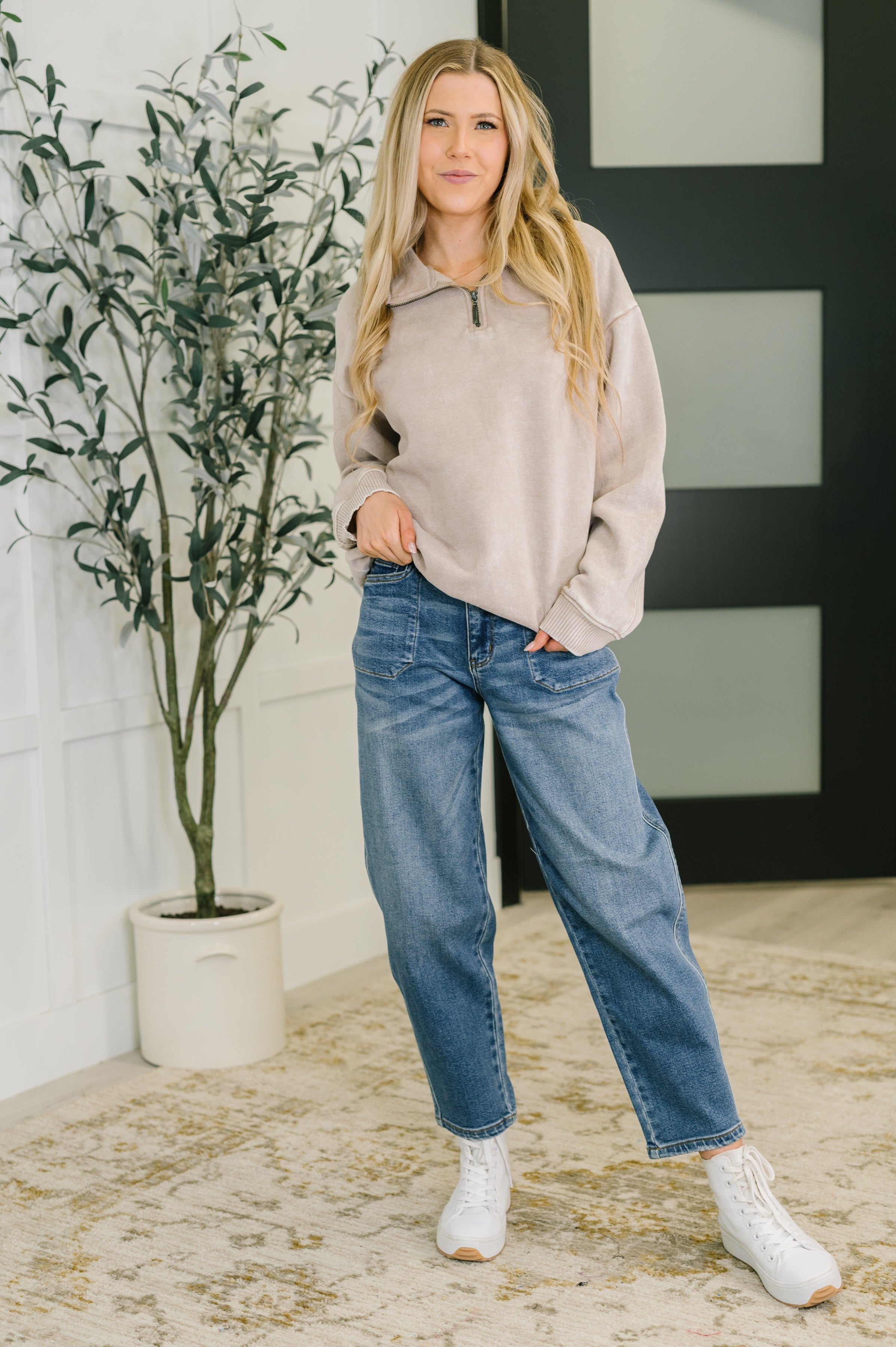 You Should Know Half Zip Pullover in Ash Mocha-Womens-Stay Foxy Boutique, Florissant, Missouri