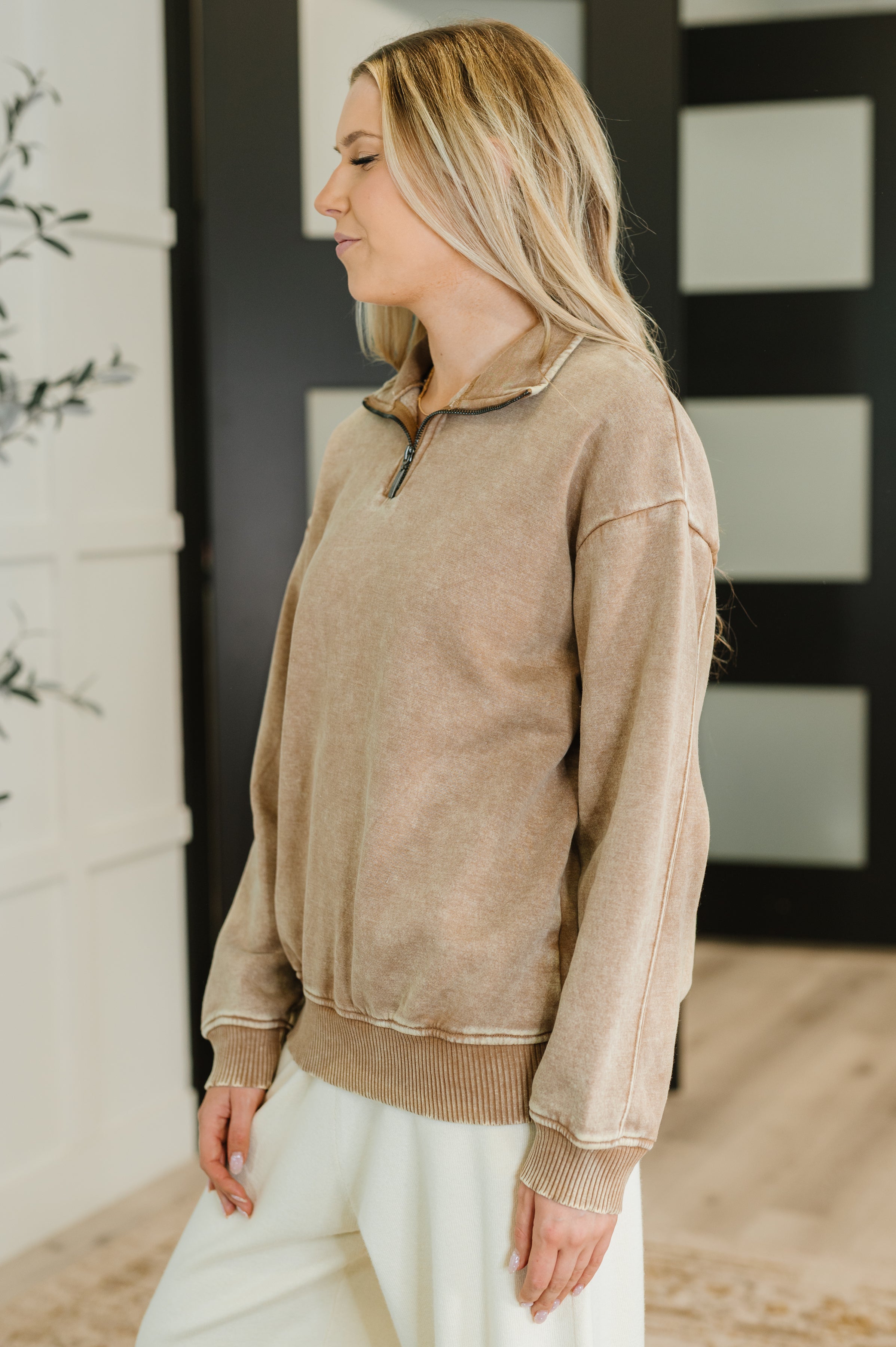 You Should Know Half Zip Pullover in Deep Camel-Womens-Stay Foxy Boutique, Florissant, Missouri