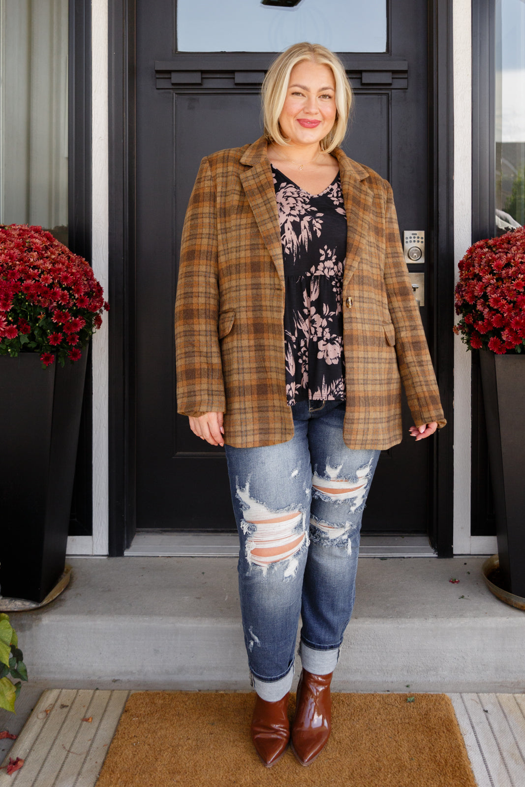 World Class Plaid Blazer-Layers-Stay Foxy Boutique, Florissant, Missouri