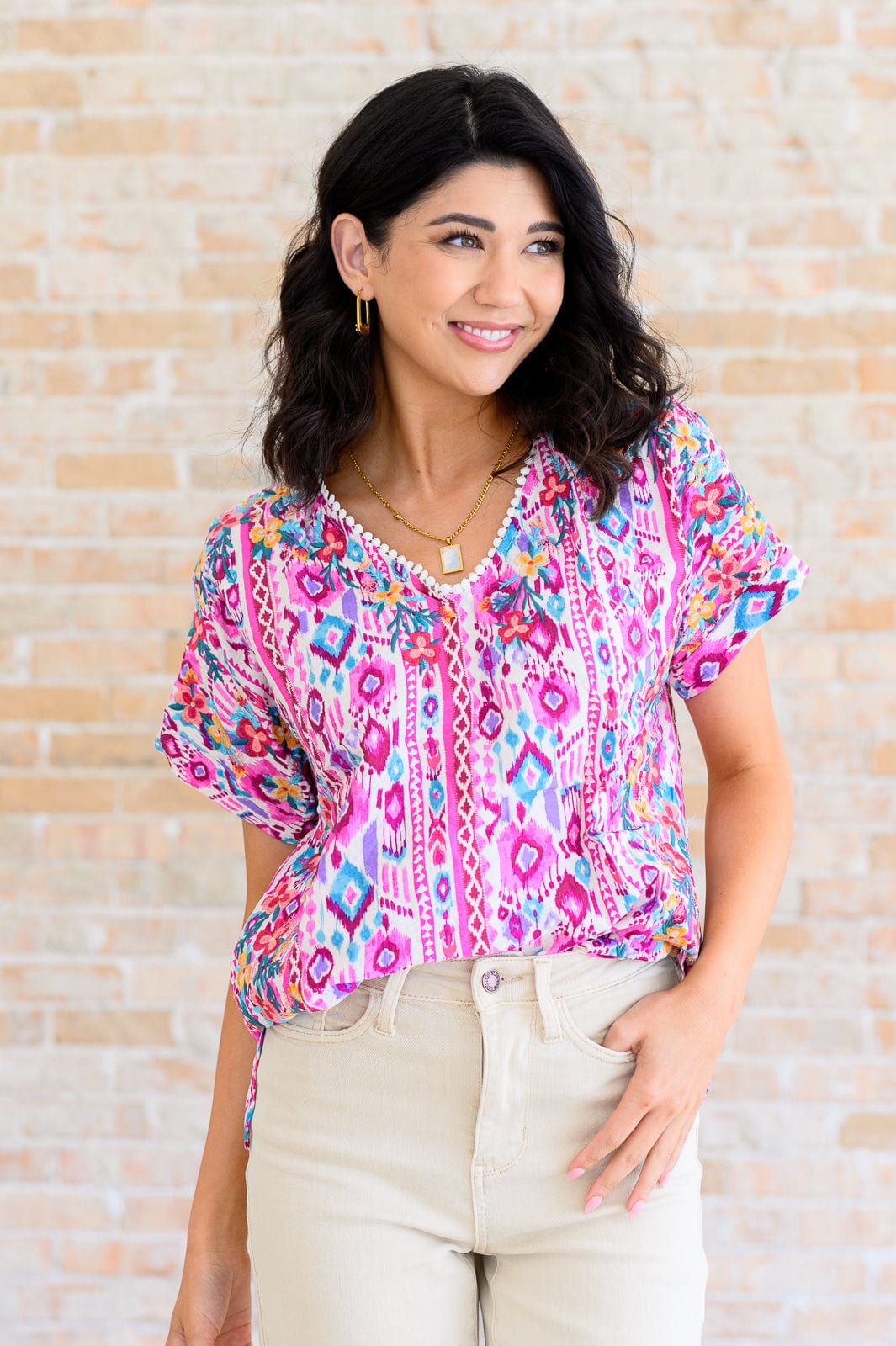 Yours Truly, V-Neck Top in Magenta-Tops-Stay Foxy Boutique, Florissant, Missouri