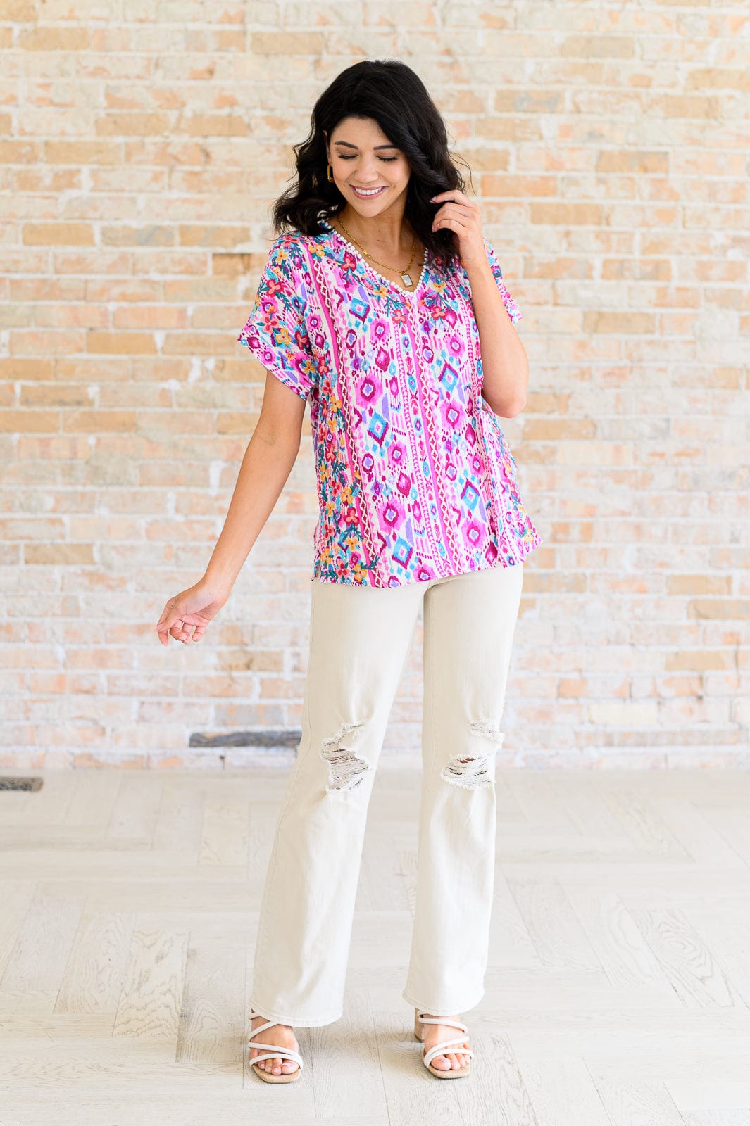 Yours Truly, V-Neck Top in Magenta-Tops-Stay Foxy Boutique, Florissant, Missouri