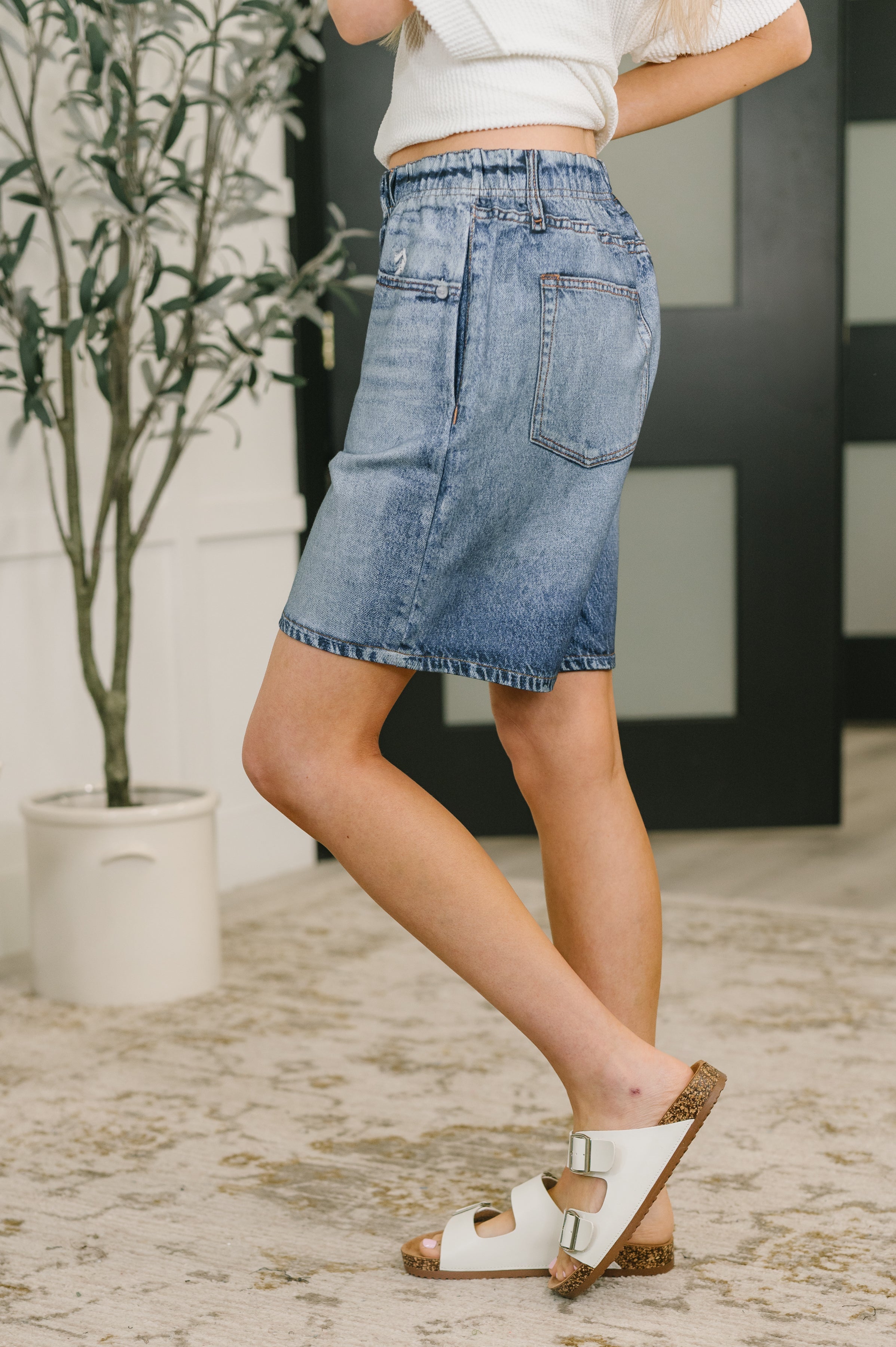 Zenim Printed High Waisted Shorts in Classic Denim-Womens-Stay Foxy Boutique, Florissant, Missouri