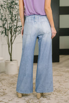 Zenim Printed Wide Leg Bottoms in Light Wash-Womens-Stay Foxy Boutique, Florissant, Missouri