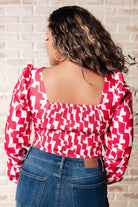 Zola Zip Up Abstract Print Crop Top in Magenta-Tops-Stay Foxy Boutique, Florissant, Missouri