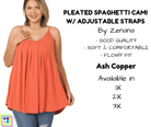 PLUS Pleated Spaghetti Strap Cami - Ash Copper-Tank Top-Stay Foxy Boutique, Florissant, Missouri