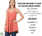 Pleated Spaghetti Strap Cami - Ash Rose-Tank Top-Stay Foxy Boutique, Florissant, Missouri