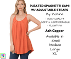 Pleated Spaghetti Strap Cami - Ash Copper-Tank Top-Stay Foxy Boutique, Florissant, Missouri